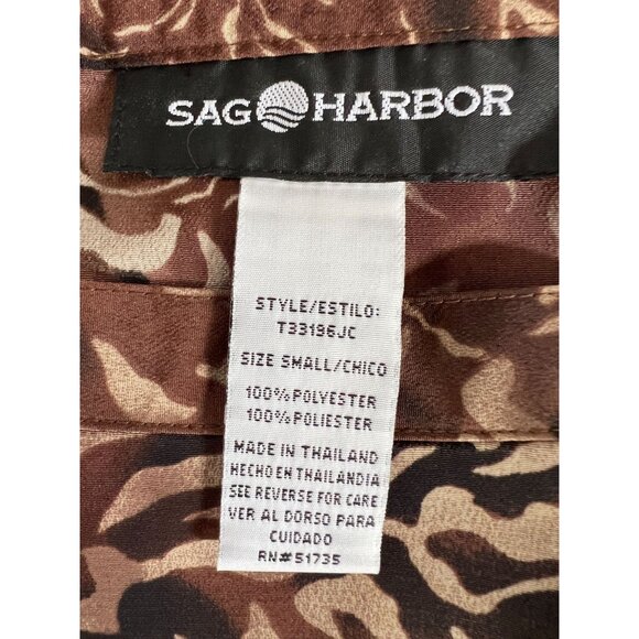 Sag Harbor Brown Floral Midi Skirt With Flared Hem S Polyester Elastic Waist - Picture 7 of 16